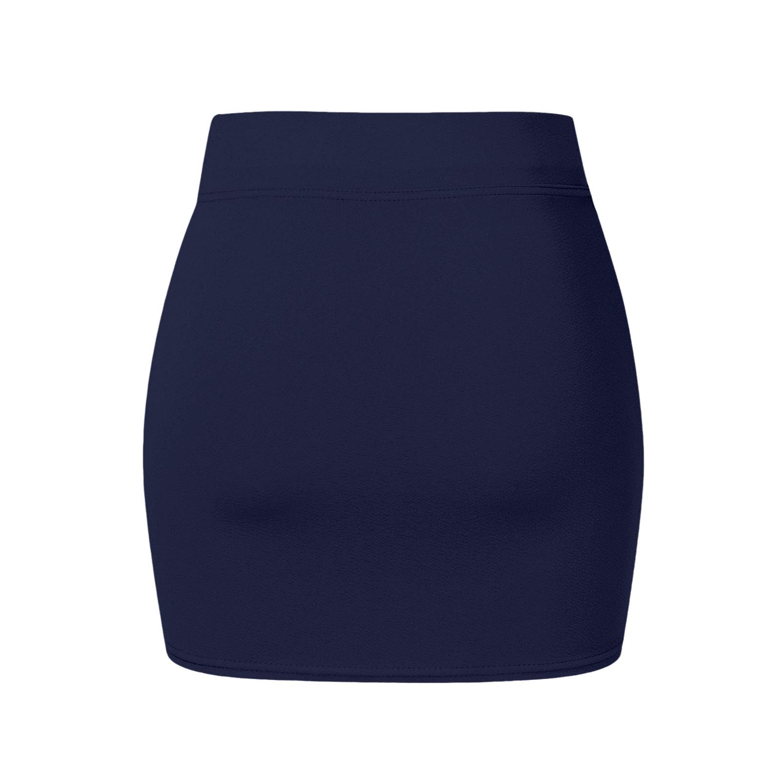 thumbnail image 5 of Falda corta ajustada de cintura elástica lisa para mujer: cintura alta con bolsillos, adecuada para el día a día, el deporte y las fiestas., 5 of 7